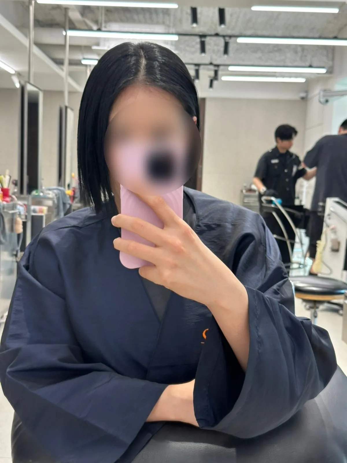 Finished, neatly styled hair after the tone-down dye