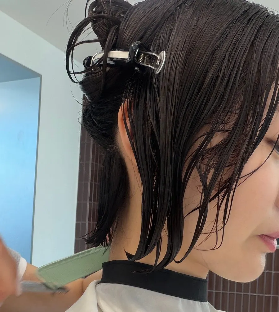 Bob length tidied up after the cut