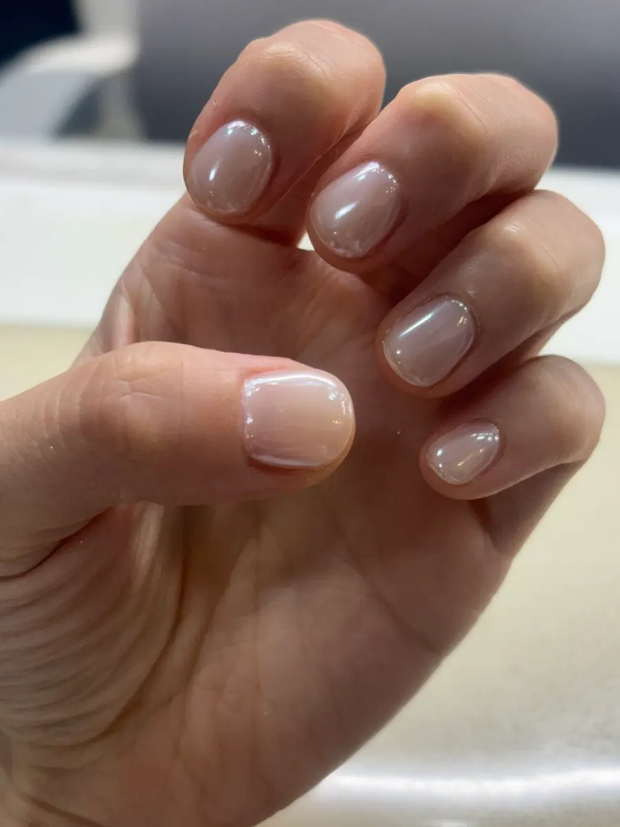 Finished white powder gel nails
