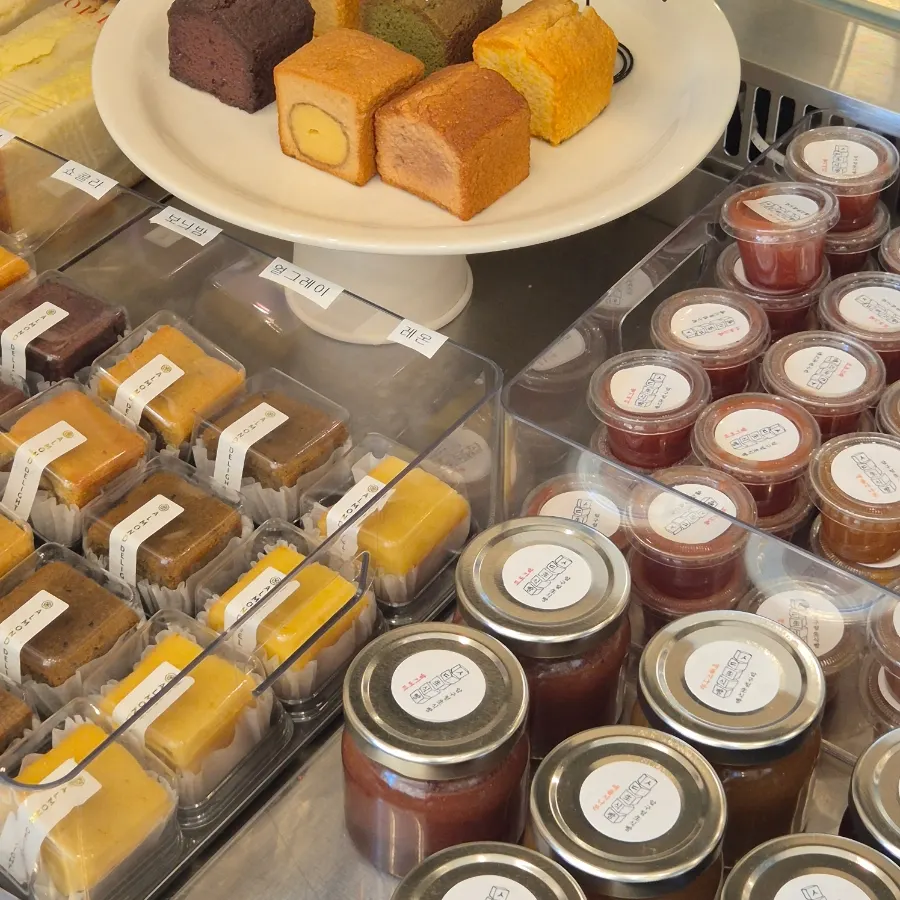 Petite baked goods in the fridge corner beside the register