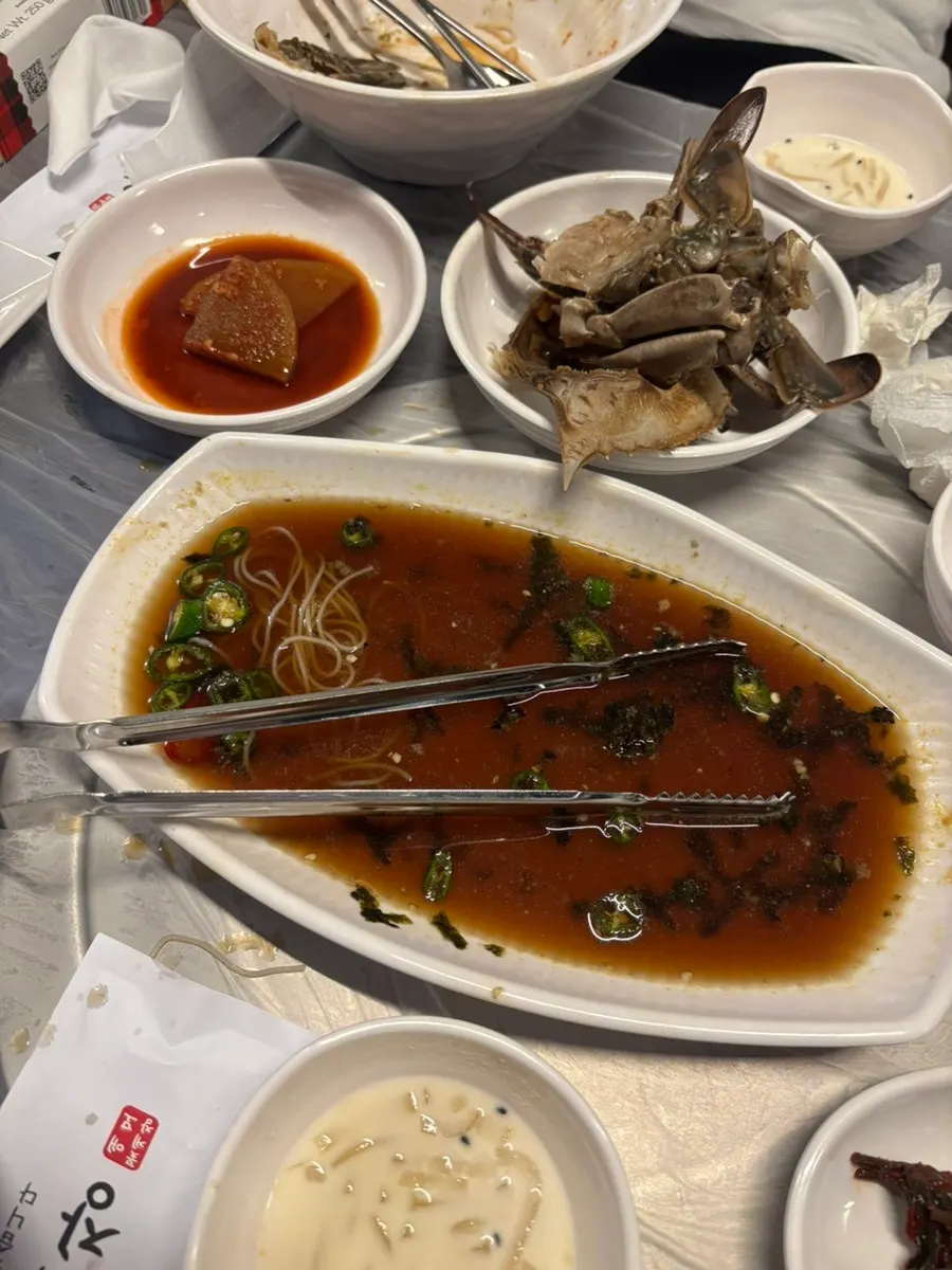 Meal with crab shell and rice