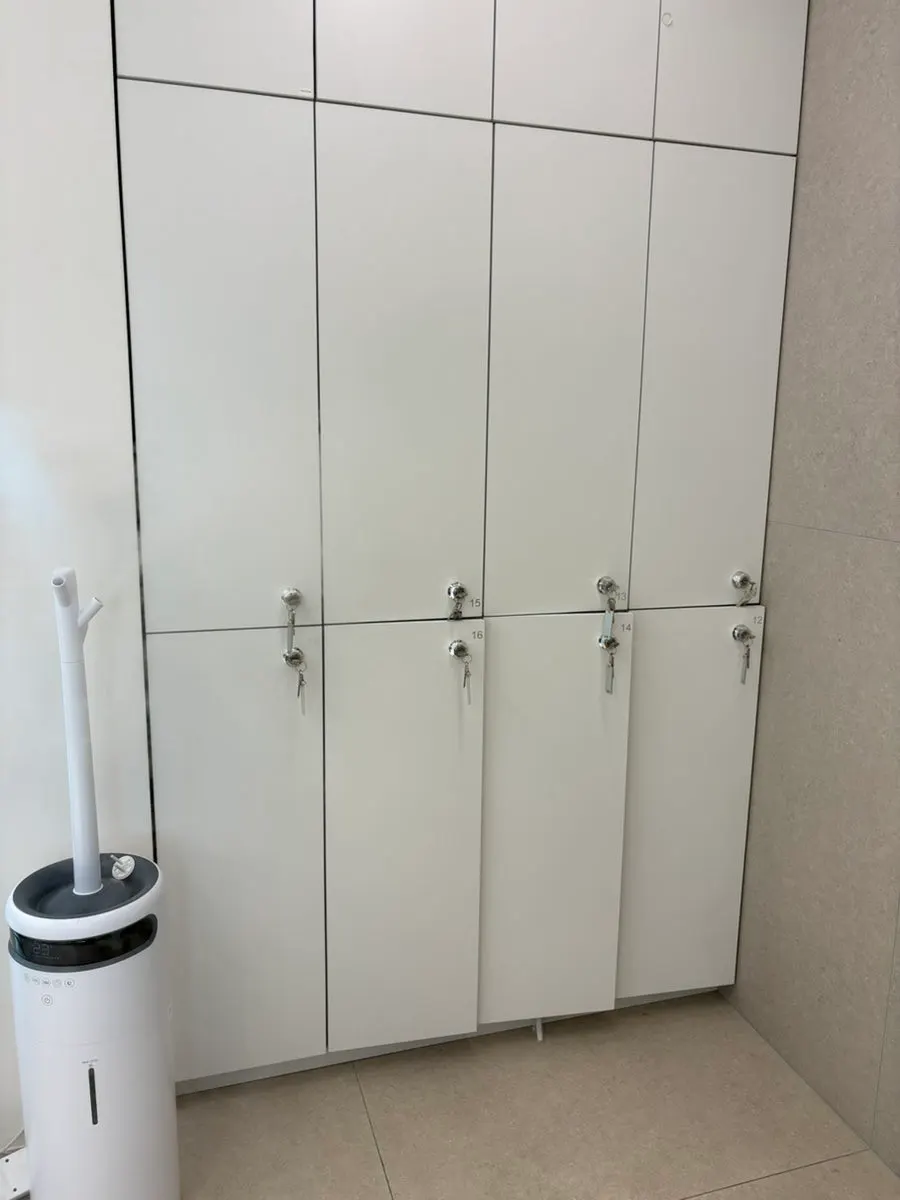 Corner of the salon with organized styling tools