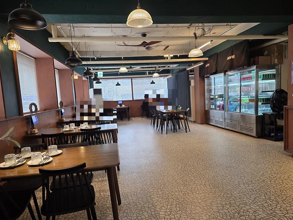 Seating inside Eopu Kitchen's 2nd floor space