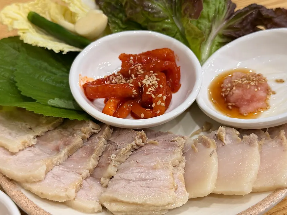 Close-up of tender bossam meat