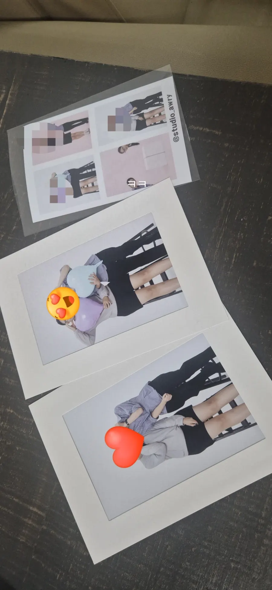 Paper frame and life four-cut received after retouching