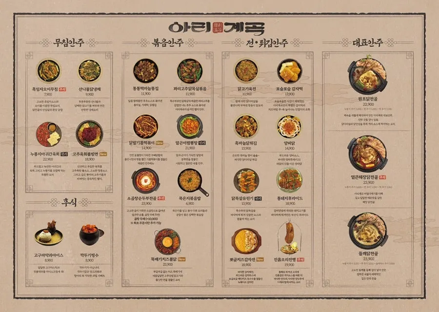 Arigyegok dish listings on the menu