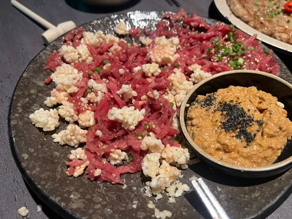 Nurungji monkfish liver hoe plate with a mini wooden mallet