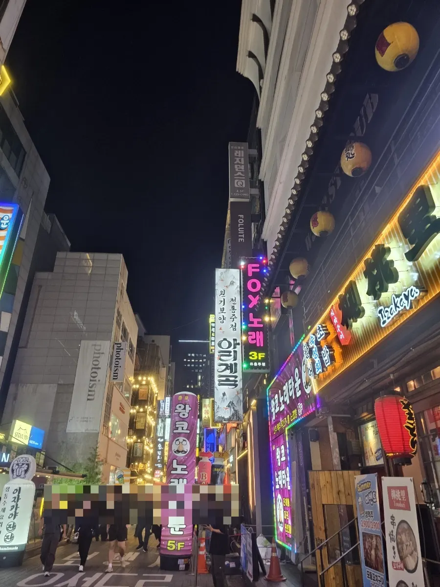 Vertical Ari Gyegok sign in the alley near Jonggak Station Exit 4