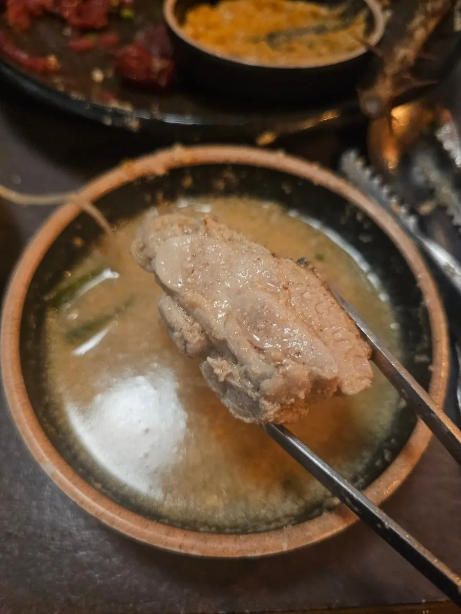 Piece of chicken soaked in perilla broth