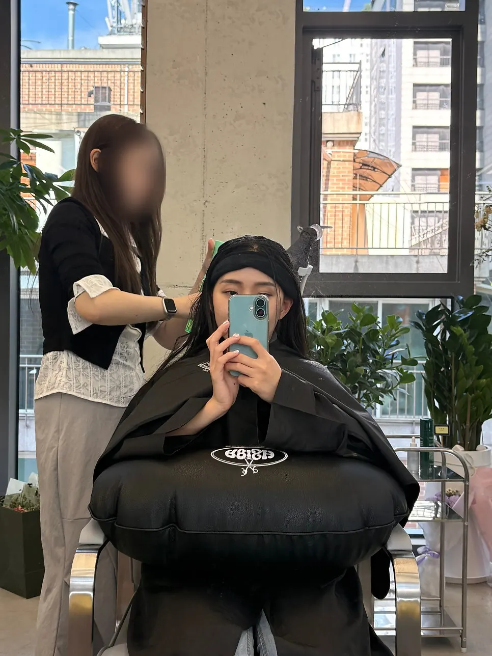 Receiving a scalp massage