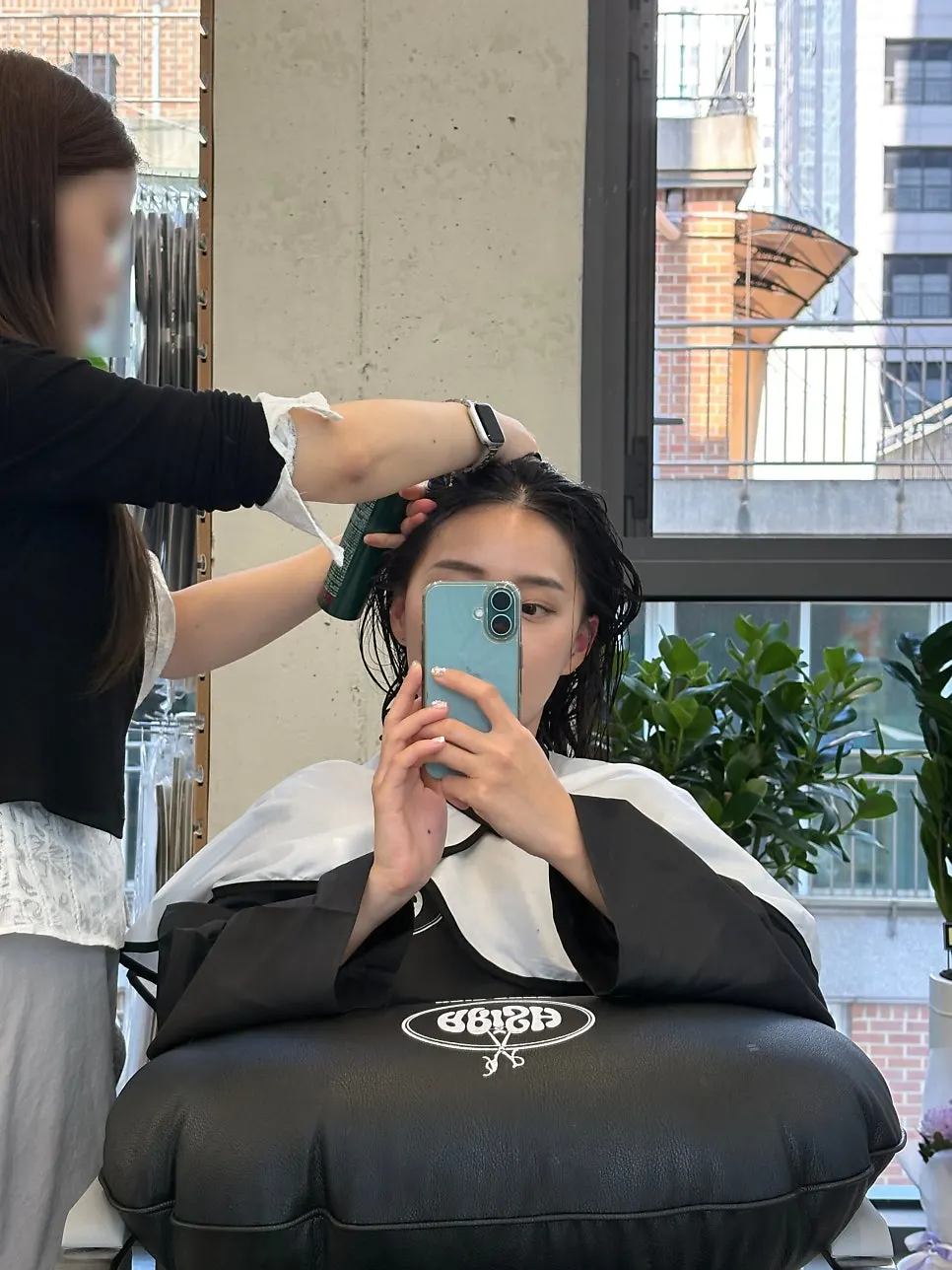 Shiny hair condition after the head spa