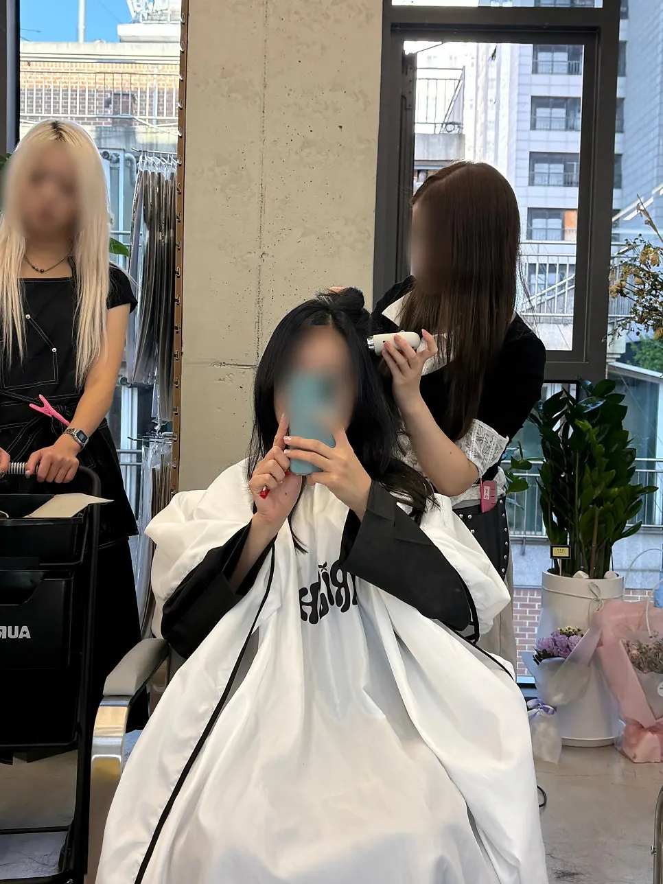 Back view of hair after the layered cut
