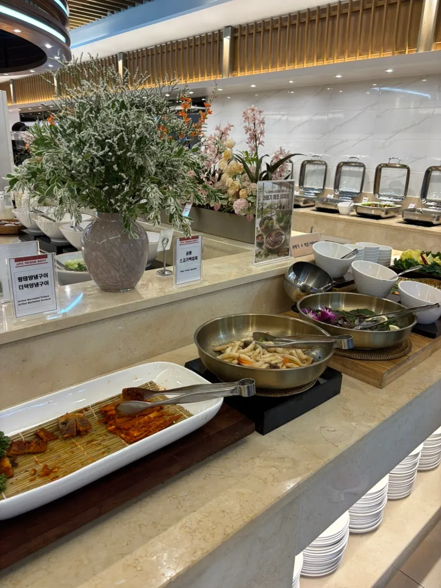 Menu laid out on the buffet table