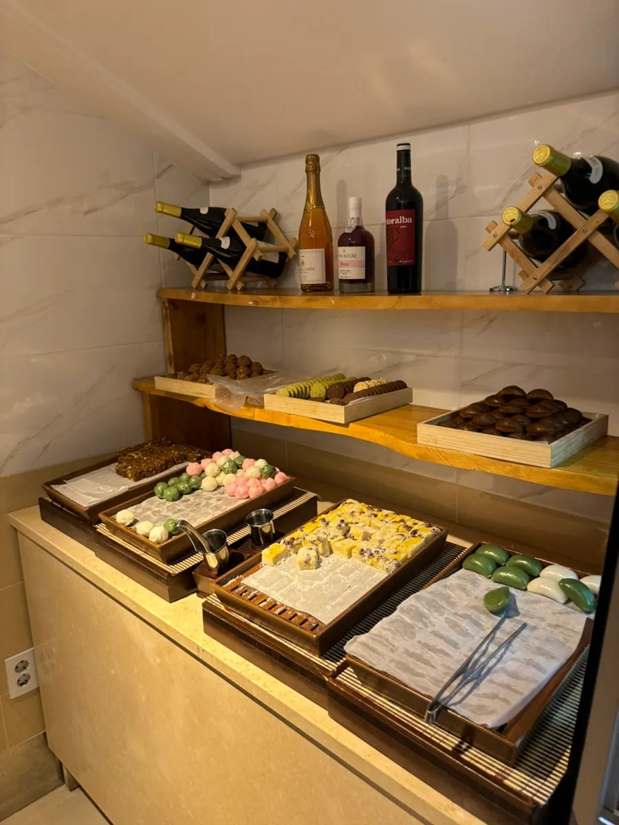 Dishes displayed at the wedding buffet corner