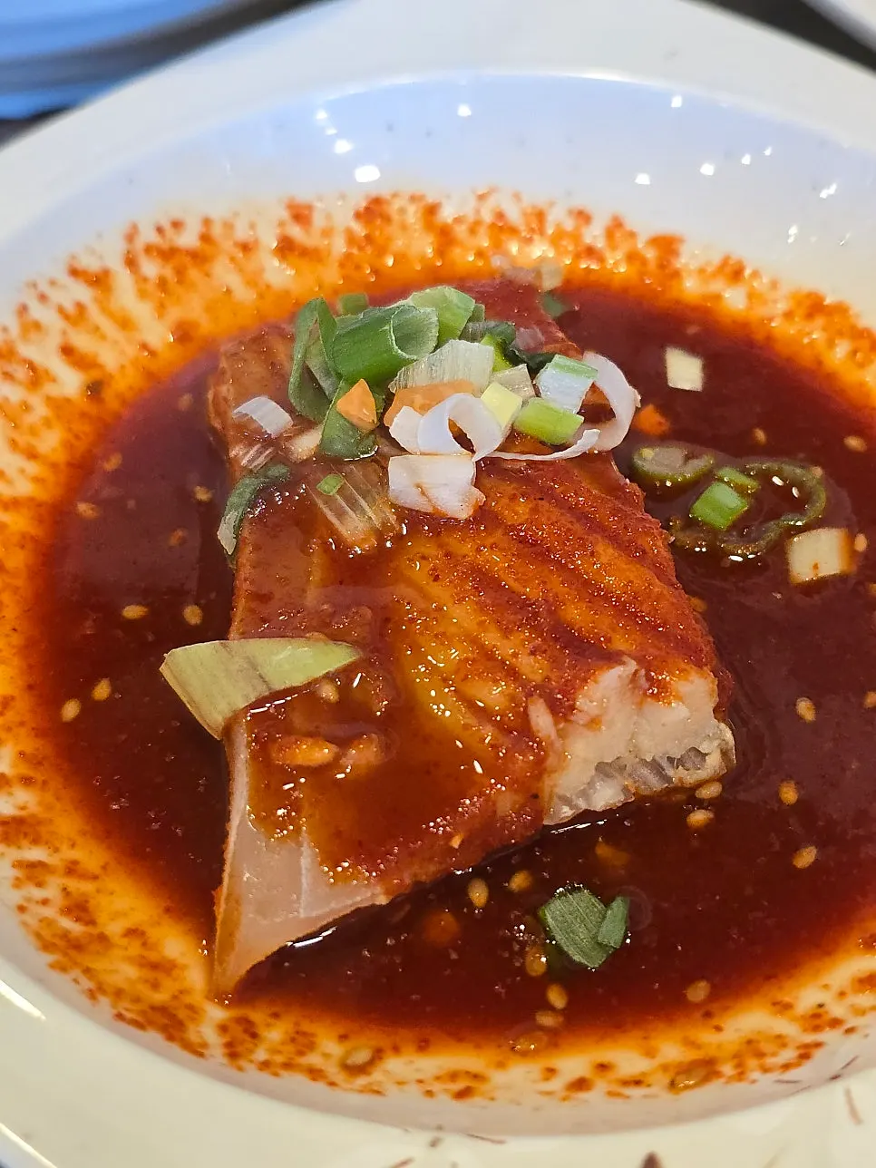 Steamed skate served as a side dish