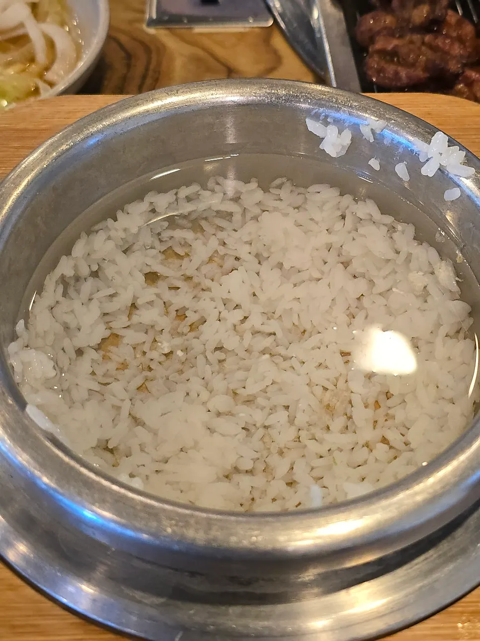 Crispy scorched rice left in the pot