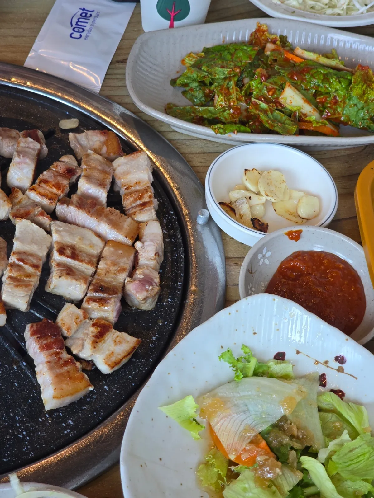Thick slices of raw Jeju pork belly, 180g