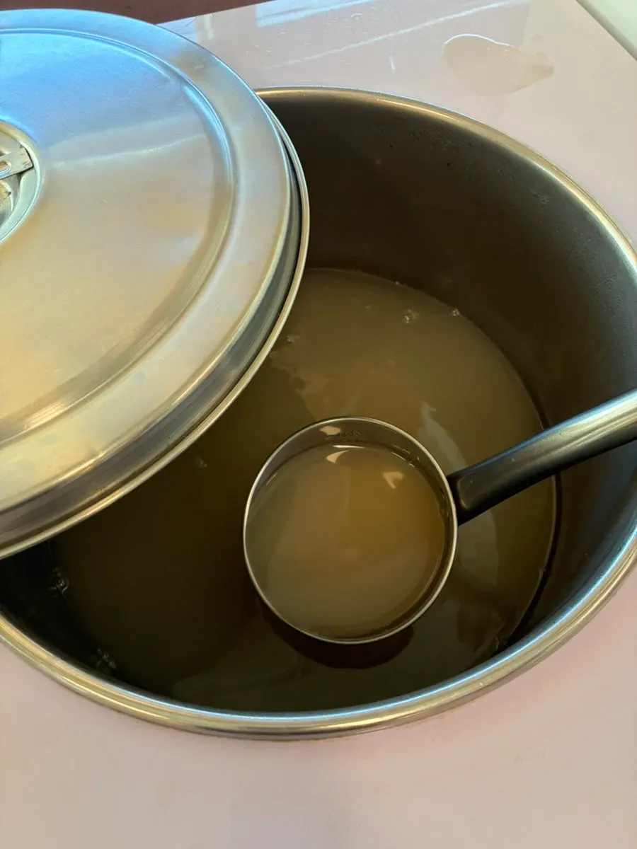 A cup of sikhye chosen for dessert