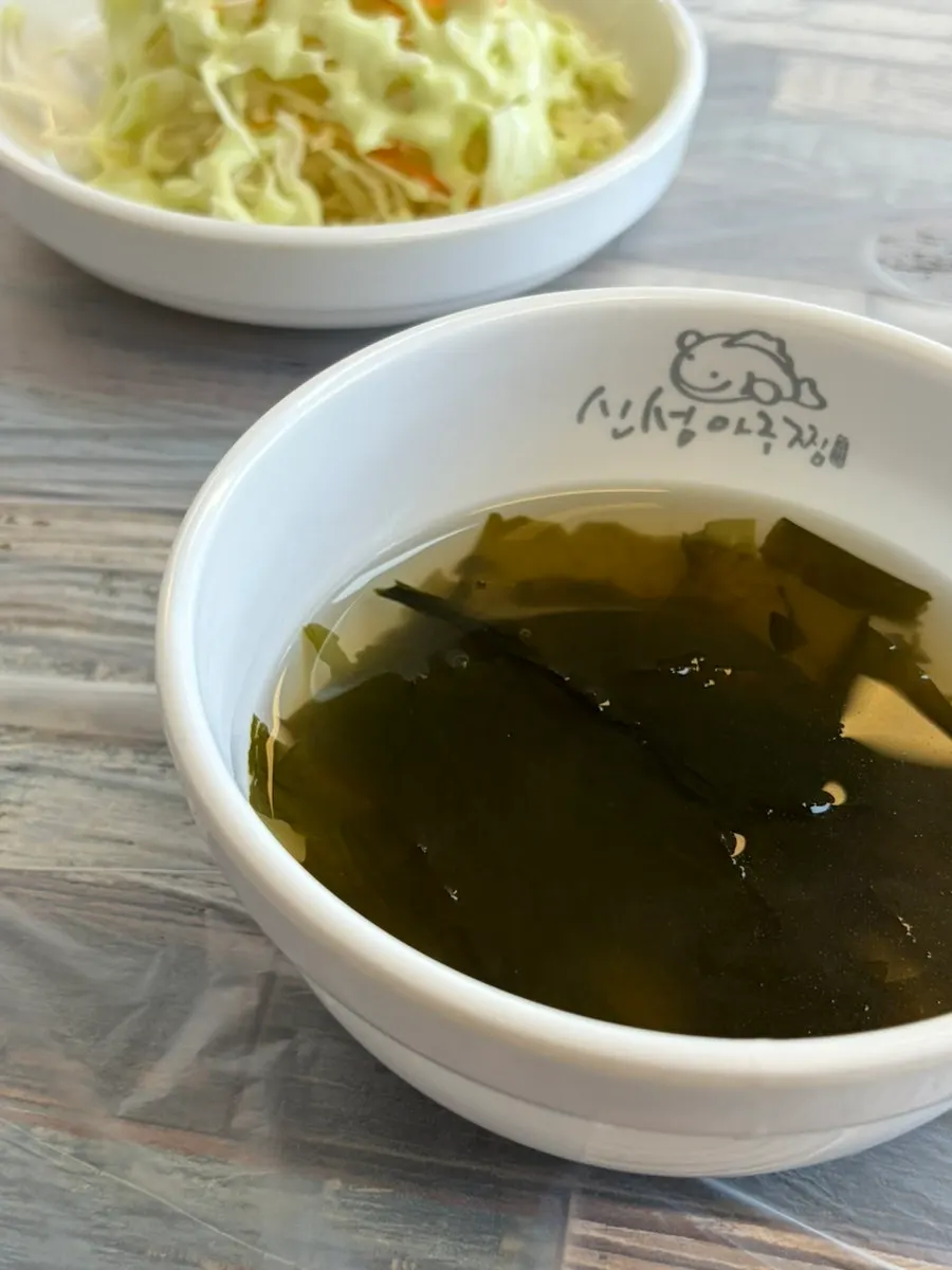 Cabbage salad, pickled side dish, and white kimchi basic banchan