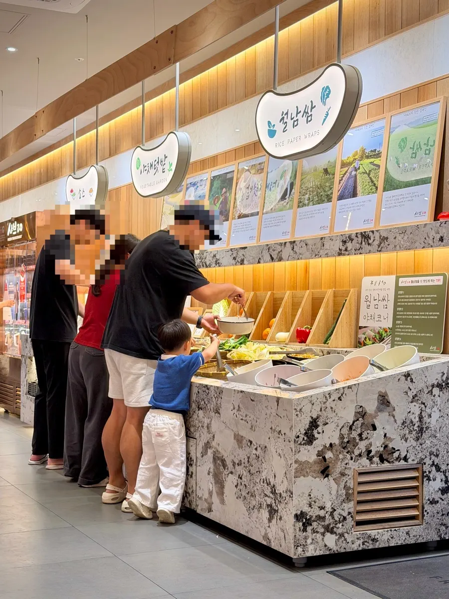 Meal scene looking around the buffet corner