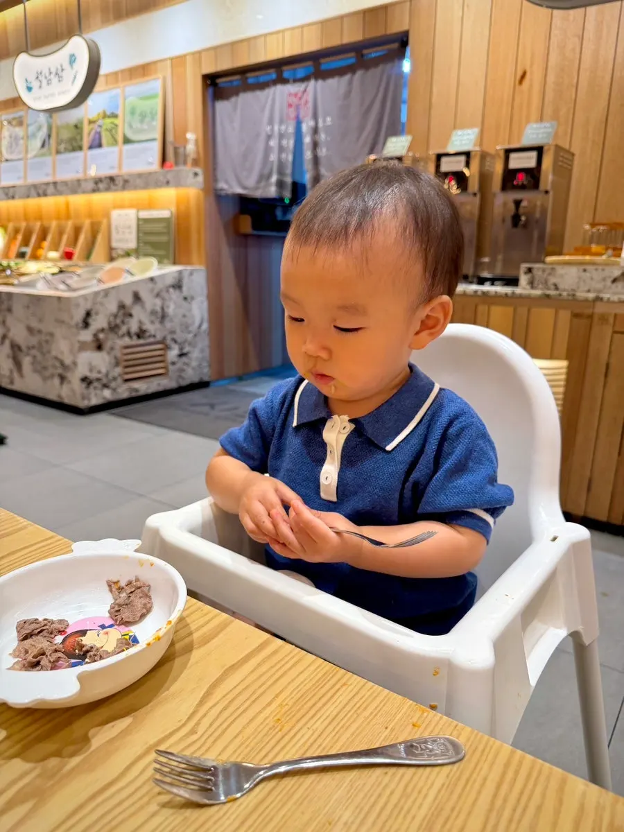 Shabu-shabu meal with a child