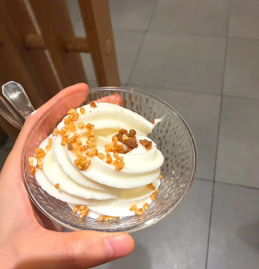 Ice cream dessert with toppings
