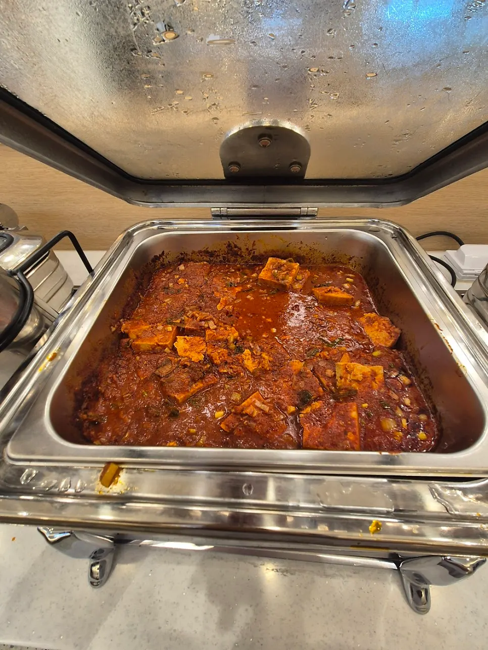 A plate of namul sides from the self-serve bar