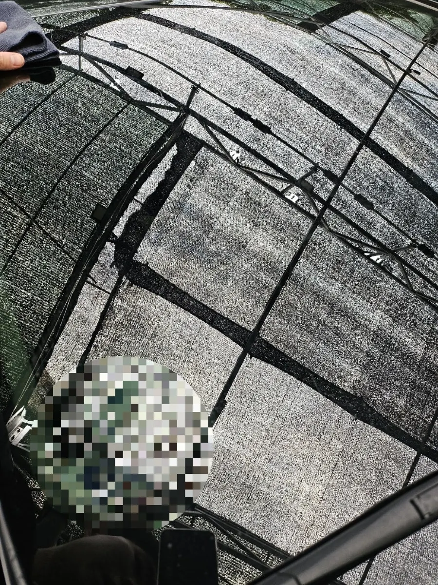 Car glass after using and rinsing off oil film remover