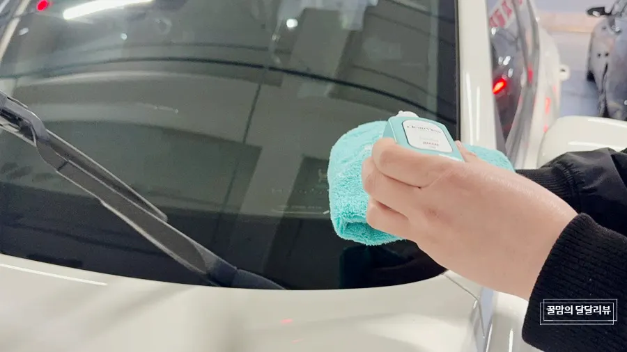 Cleaning glass with Clean View solution and a towel