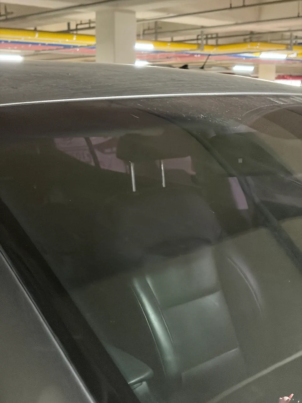 Car glass after wiping without rinsing with water