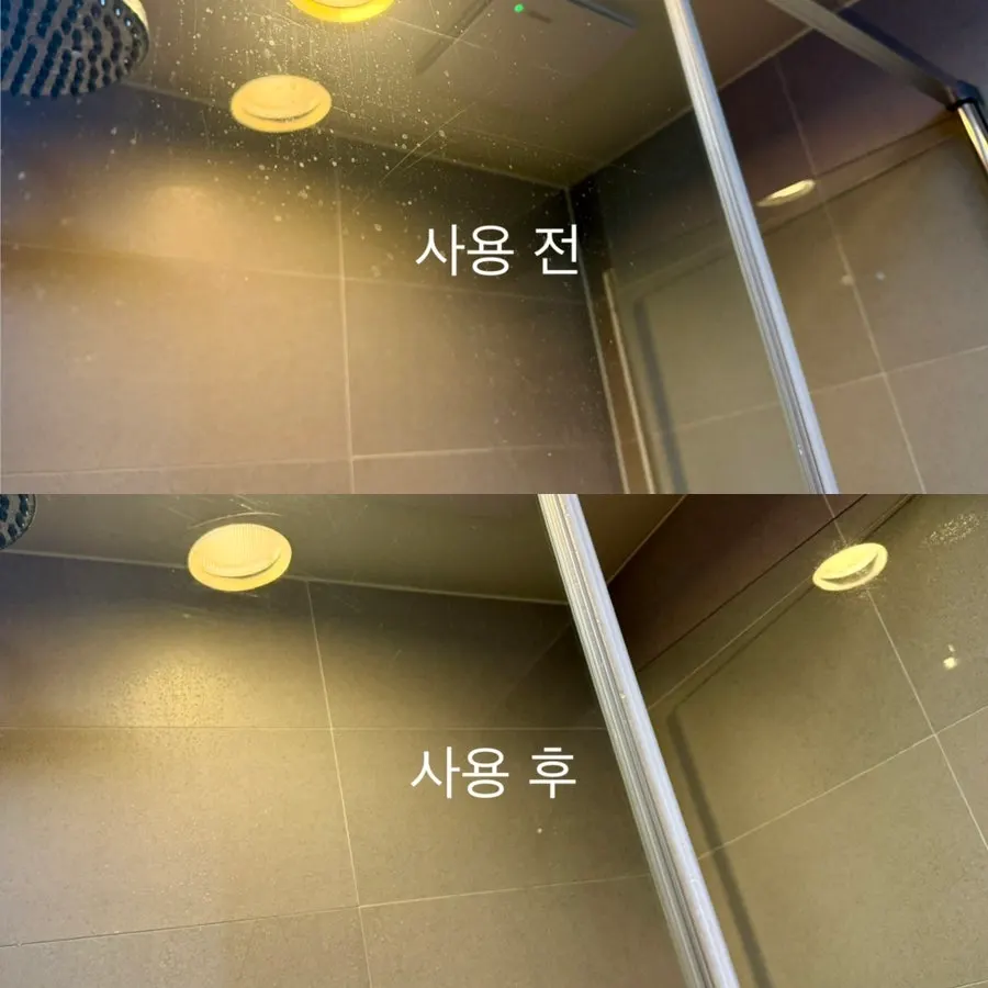 샤워부스 청소에 사용한 클린뷰 유막제거제