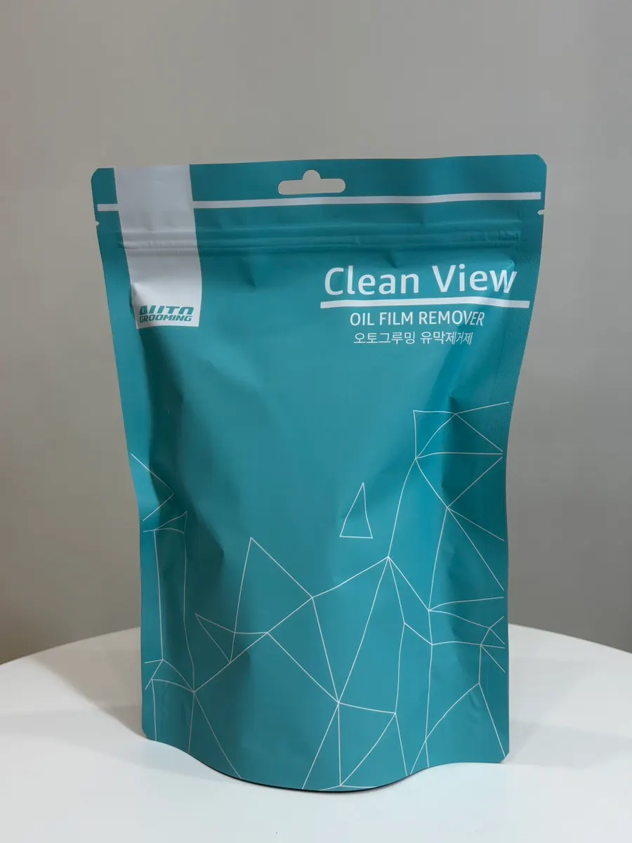 Clean View oil-film remover used to clean film in the washroom