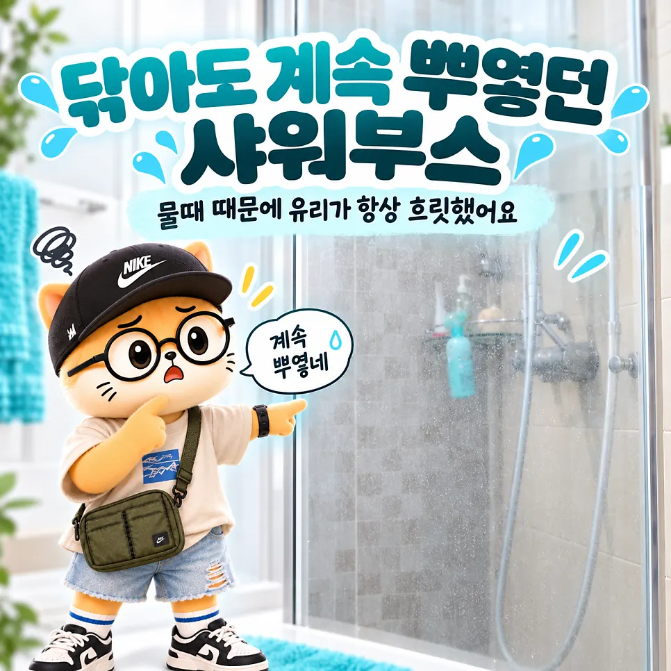 Shower glass fogged up with water spots at home