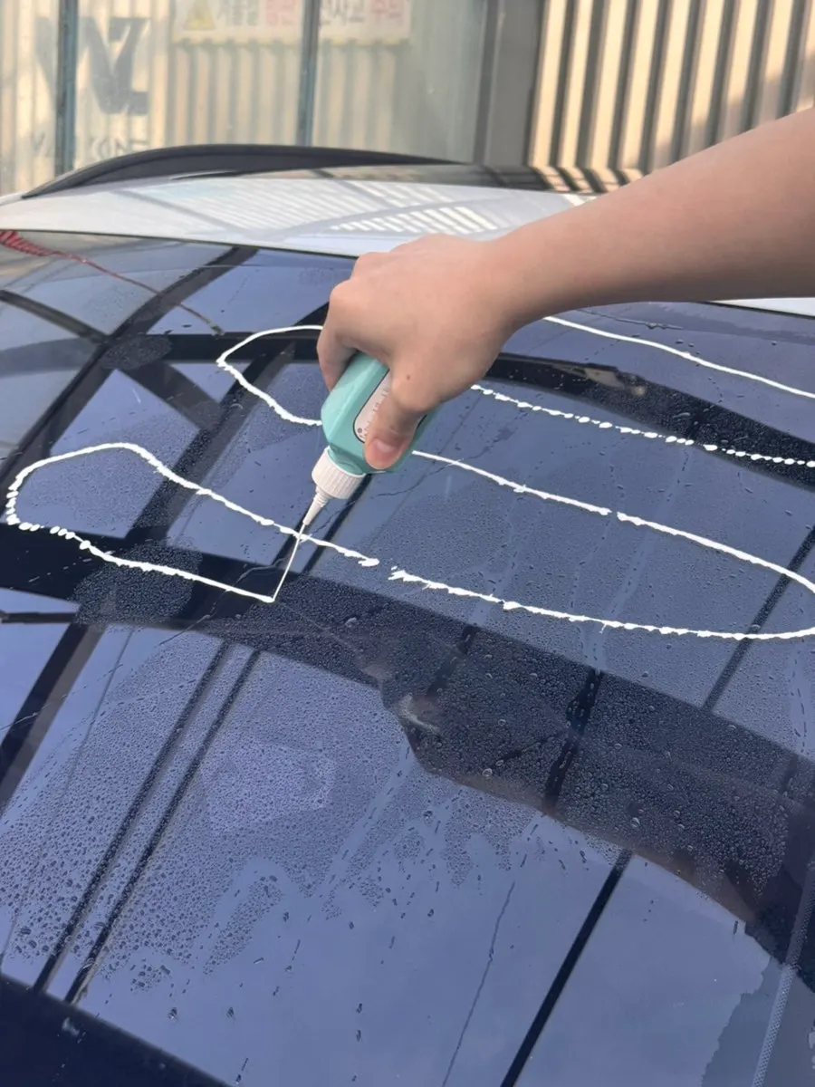 Car windshield washed before applying the product