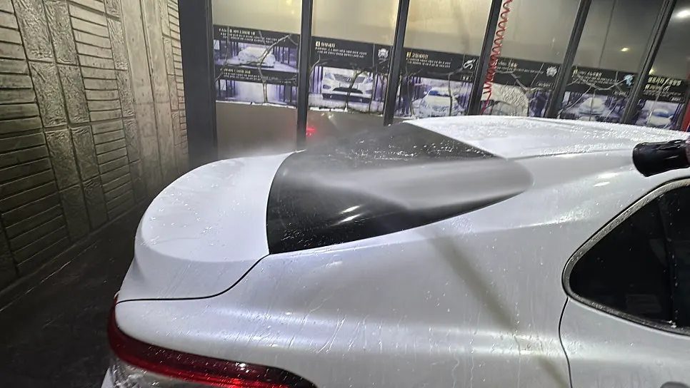 Vehicle surface after pre-wash and high-pressure rinsing