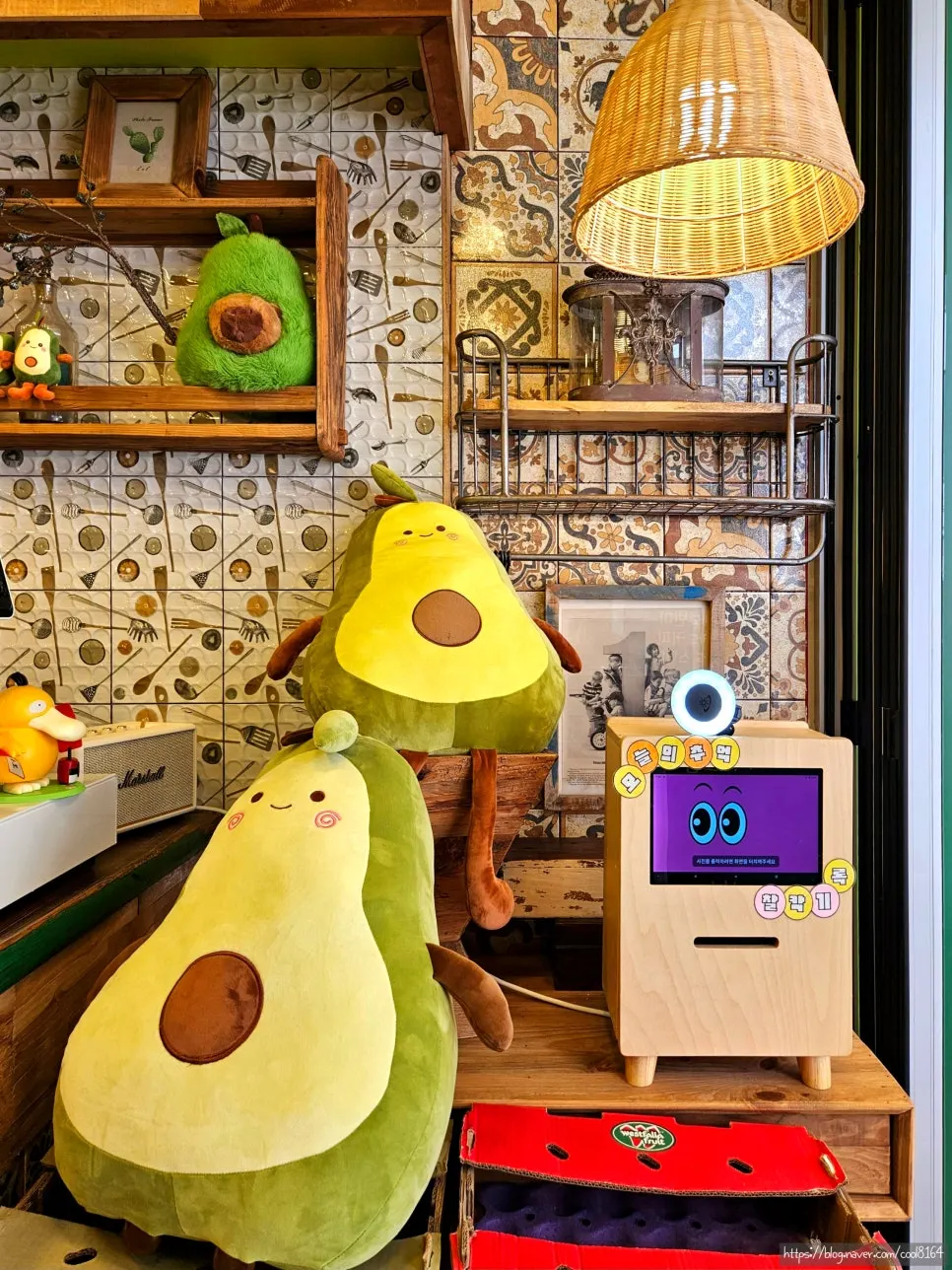Kiosk ordering area inside the café