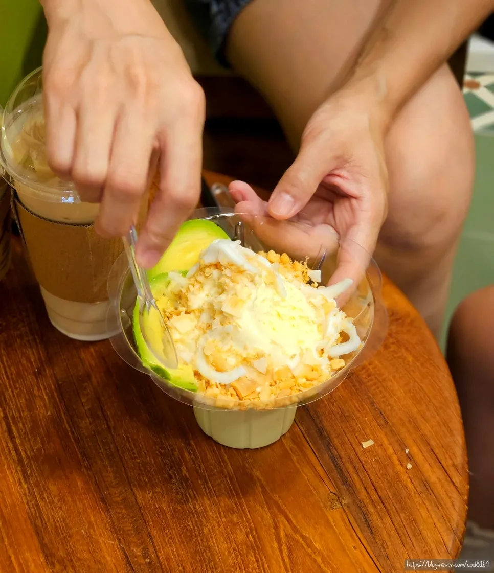 A generous serving of avocado ice cream