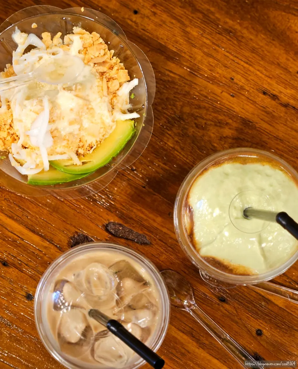 Well-stirred avocado smoothie coffee