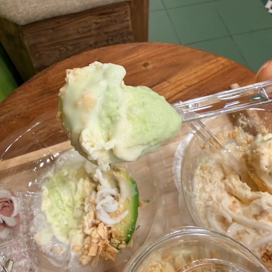 Cross-section of the avocado ice cream