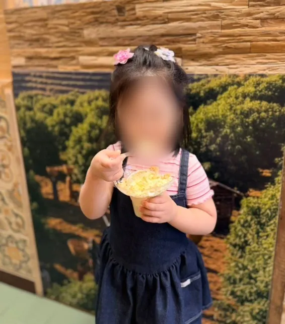 A child eating the ice cream