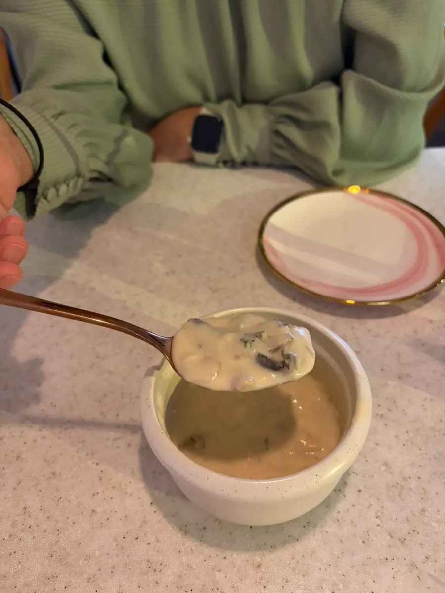Mushroom soup packed with mushrooms