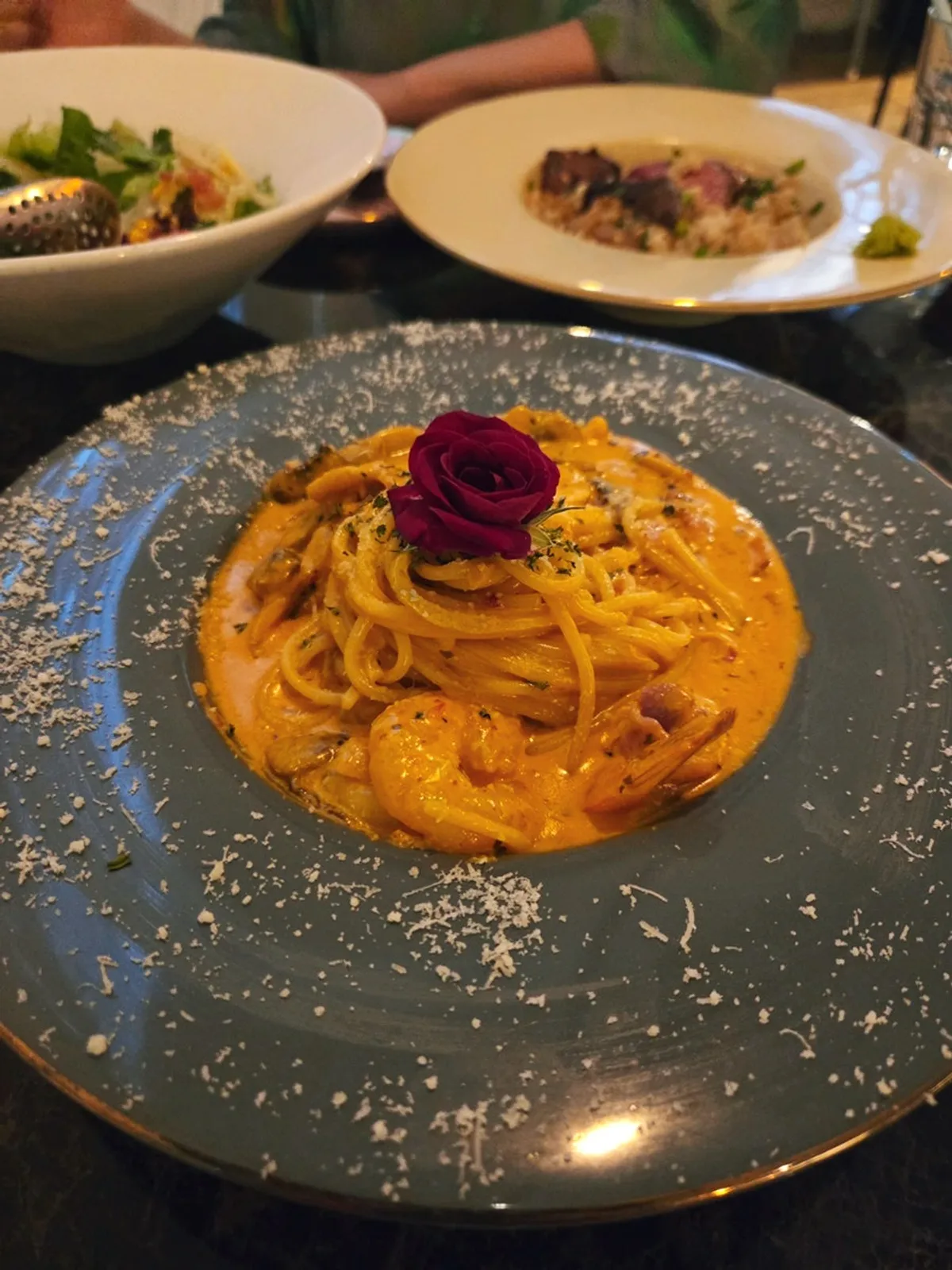 Awesome Rose menu with sets, pasta, and steak