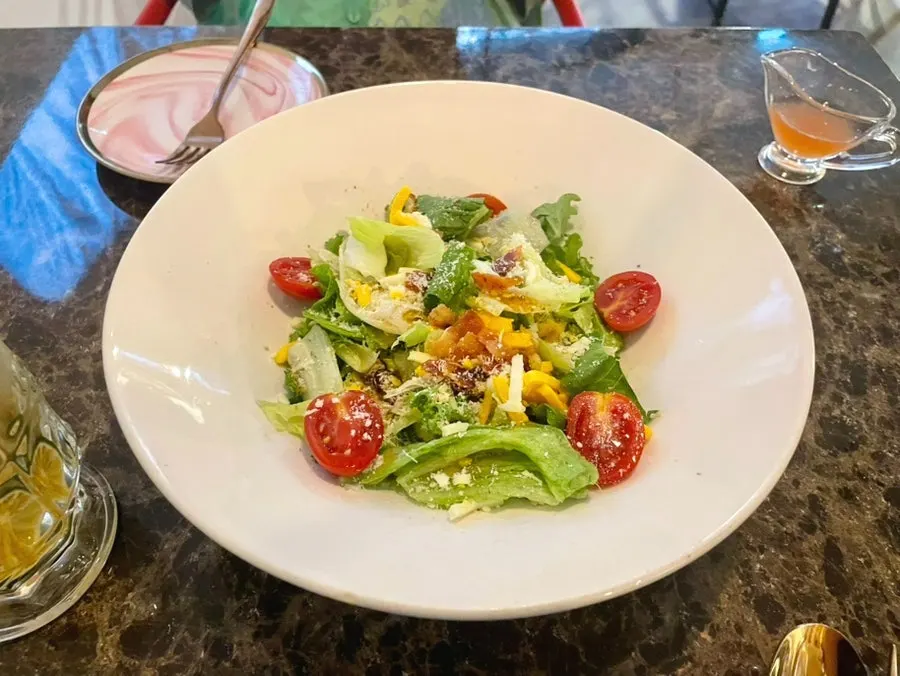 Rose salad ordered with grapefruit sauce