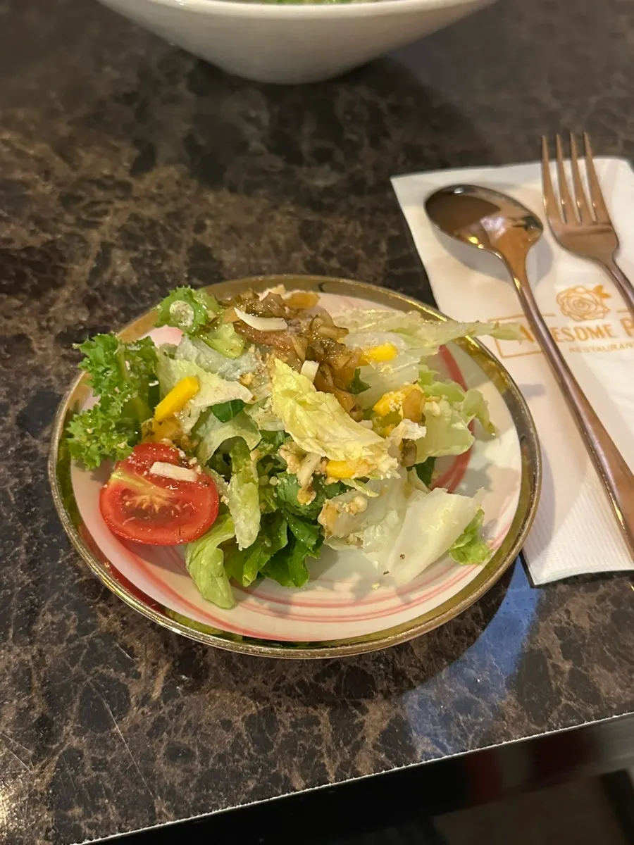 Rose salad with fresh vegetables