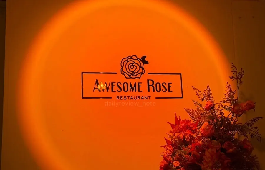 Full view of the table set with the meal at Awesome Rose