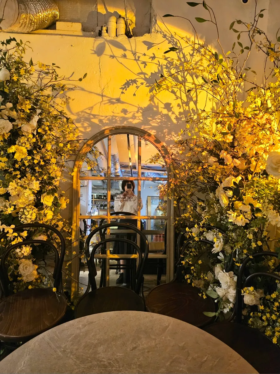 View of the dining hall full of date-night guests