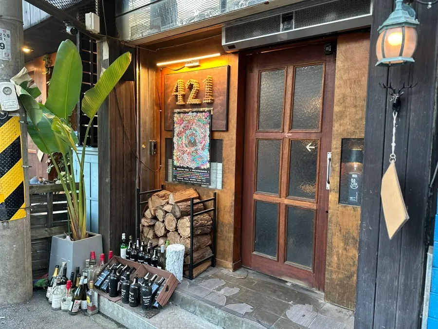 Kopke bottles lined up at the entrance of B421