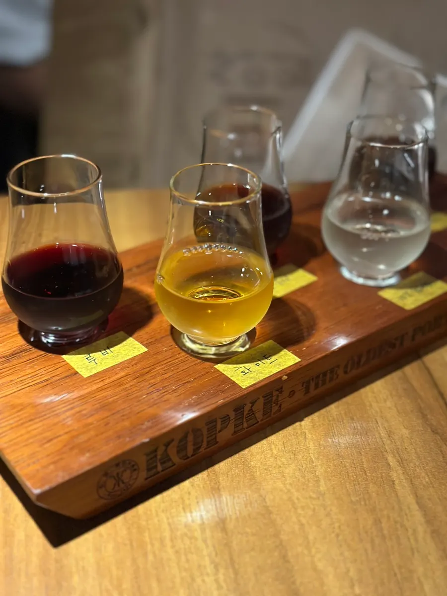 Glasses of white port wine