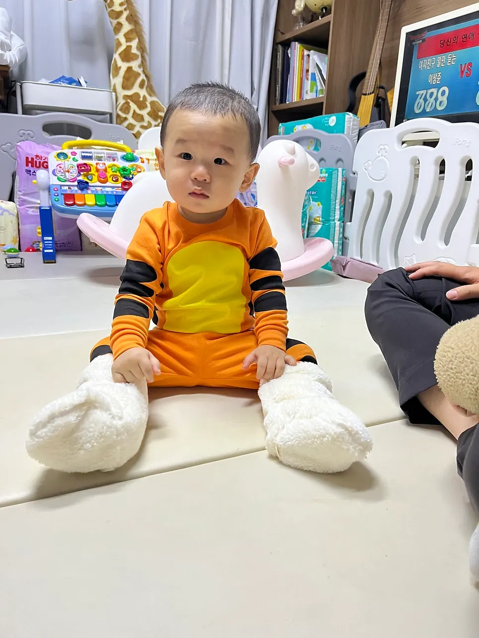 Foot warmers making baby’s legs look longer