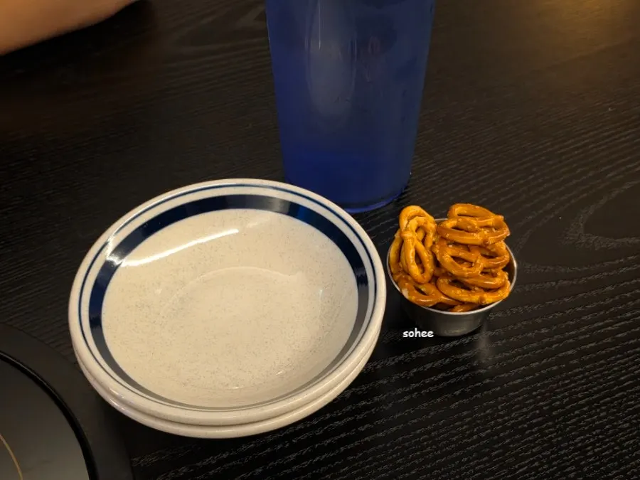 Pretzel crackers served as the default snack
